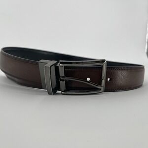Perry‎ Ellis Men's Reversible Black Brown Dress Belt 32/80 Faux Leather